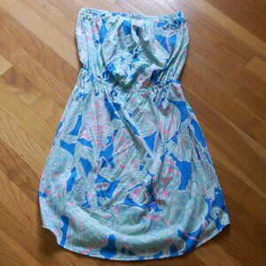 Lilly Pulitzer Windsor Dress Bay Blue Into The Deep Strapless Mini